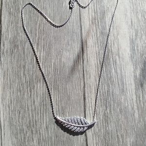 Sterling Silver cubic zirconia leaf necklace